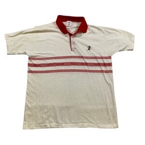 VTG Disney Mickey Mouse Polo Shirt Mens Large Red‎ White Classic Embroidered